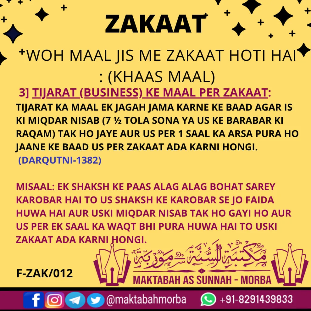 Zakaat- Tijaarat ke maal per zakaat