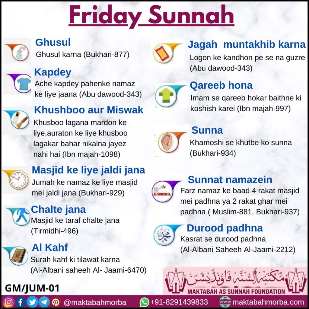 Sunnah of Friday – جمعہ کی سنتیں Sunnah of Friday – جمعہ کی سنتیں