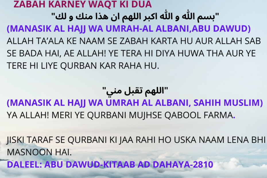 ZABAH KARNEY WAQT KI DUA
